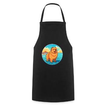 Chow Chow Hund Rasse Cartoon Kawaii Clipart Hund Haustier - Kochschürze - Schwarz - Vorne - AI Model Male 185 dark (185cm)