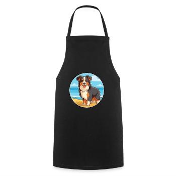 Collie chien race dessin animé Kawaii Clipart aquarelle - Tablier de cuisine - noir - Devant - AI Model Male 185 dark (185cm)