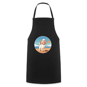 Clumber Spaniel Dog Breed Cartoon Kawaii Clipart - Cooking Apron - black - Front - AI Model Male 185 dark (185cm)