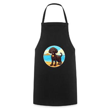 Curly Coated Retriever Dog Breed Cartoon Kawaii - Cooking Apron - black - Front - AI Model Male 185 dark (185cm)