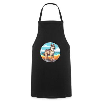 Tchécoslovaque chien-loup chien race dessin animé kawaii - Tablier de cuisine - noir - Devant - AI Model Male 185 dark (185cm)