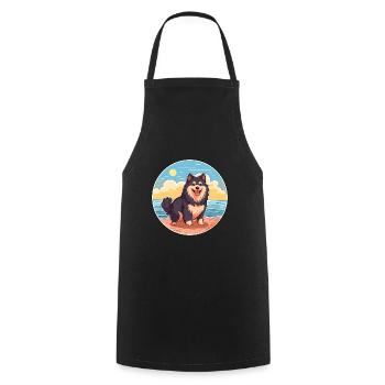 Finnisch Lapphund Hund Rasse Cartoon Kawaii Clipart - Kochschürze - Schwarz - Vorne - AI Model Male 185 dark (185cm)