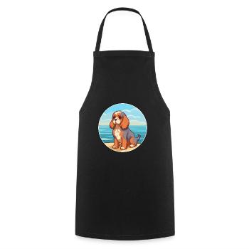 Anglais Jouet Épagneul Chien Race Dessin Animé Kawaii Chien - Tablier de cuisine - noir - Devant - AI Model Male 185 dark (185cm)