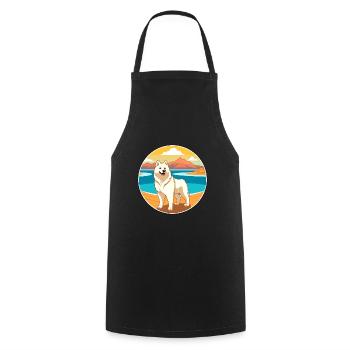 Jindo Dog Breed Cartoon Kawaii Clipart Watercolor - Cooking Apron - black - Front - AI Model Male 185 dark (185cm)