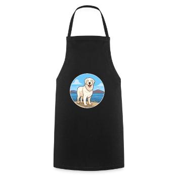 Kuvasz chien race dessin animé Kawaii Clipart aquarelle - Tablier de cuisine - noir - Devant - AI Model Male 185 dark (185cm)