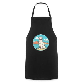 Kuvasz chien hongrois race Cartoon Kawaii Clipart - Tablier de cuisine - noir - Devant - AI Model Male 185 dark (185cm)