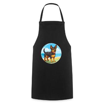 Lancashire Heeler Dog Breed Cartoon Kawaii Clipart - Cooking Apron - black - Front - AI Model Male 185 dark (185cm)