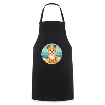 Lundehund chien race dessin animé kawaii clipart chien animal de compagnie - Tablier de cuisine - noir - Devant - AI Model Male 185 dark (185cm)