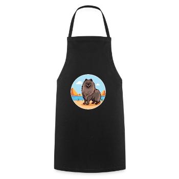 Keeshond Dog Breed Cartoon Kawaii Clipart Dog Pet - Cooking Apron - black - Front - AI Model Male 185 dark (185cm)
