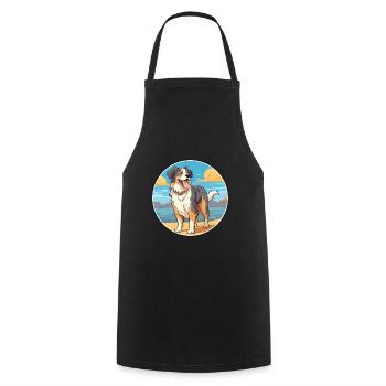 Nordamerikanischer Schäferhund Rasse Cartoon Kawaii - Kochschürze - Schwarz - Vorne - AI Model Male 185 dark (185cm)