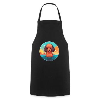 Miniature Poodle Dog Breed Cartoon Kawaii Clipart - Cooking Apron - black - Front - AI Model Male 185 dark (185cm)