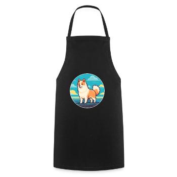 Nordic Spitz Dog Breed Cartoon Kawaii Clipart Dog - Cooking Apron - black - Front - AI Model Male 185 dark (185cm)