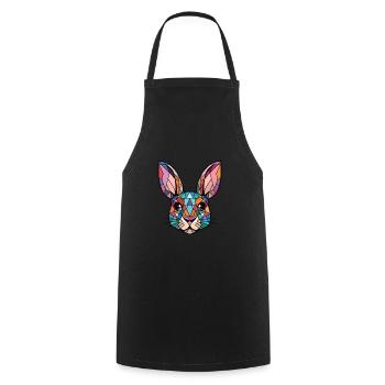 Illustration d’animaux de compagnie aquarelle colorée aquarelle de lapin - Tablier de cuisine - noir - Devant - AI Model Male 185 dark (185cm)