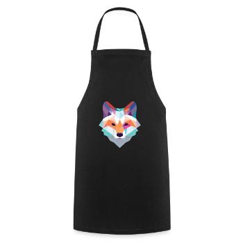 Polarfuchs Bunte Aquarell-Tier-Illustration - Kochschürze - Schwarz - Vorne - AI Model Male 185 dark (185cm)