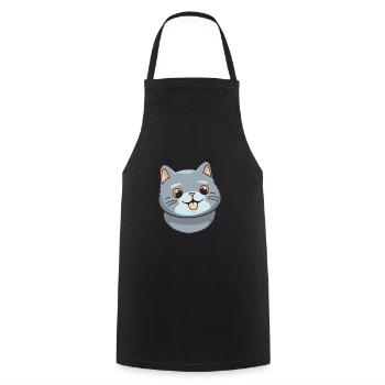 British Fold Shorthair chat dessin animé Art de l’aquarelle - Tablier de cuisine - noir - Devant - AI Model Male 185 dark (185cm)