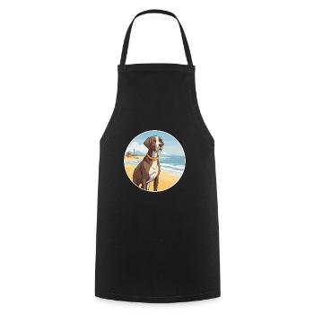 Pointer Dog Breed Cartoon Kawaii Clipart Dog Pet - Cooking Apron - black - Front - AI Model Male 185 dark (185cm)