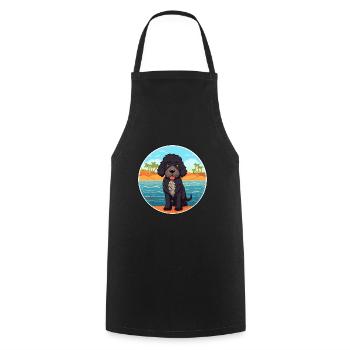 Portuguese Water Dog Breed Cartoon Kawaii Clipart - Cooking Apron - black - Front - AI Model Male 185 dark (185cm)
