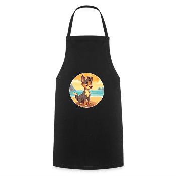 Russian European Laika Dog Breed Cartoon Kawaii - Cooking Apron - black - Front - AI Model Male 185 dark (185cm)