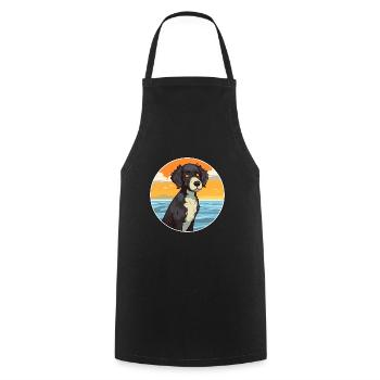 Wetterhoun Dog Breed Cartoon Kawaii Clipart Dog - Cooking Apron - black - Front - AI Model Male 185 dark (185cm)