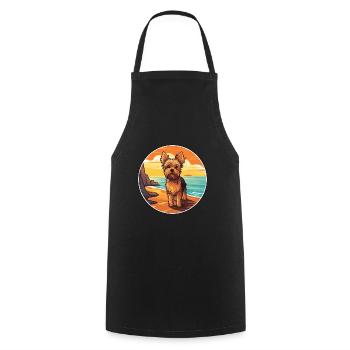 Yorkshire Terrier Dog Breed Cartoon Kawaii Clipart - Cooking Apron - black - Front - AI Model Male 185 dark (185cm)