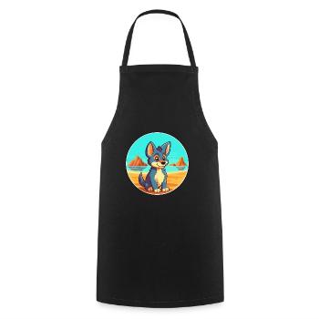 Tamaskan Dog Breed Cartoon Kawaii Clipart Dog Pet - Cooking Apron - black - Front - AI Model Male 185 dark (185cm)