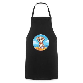 Taigan Dog Breed Cartoon Kawaii Clipart Watercolor - Cooking Apron - black - Front - AI Model Male 185 dark (185cm)