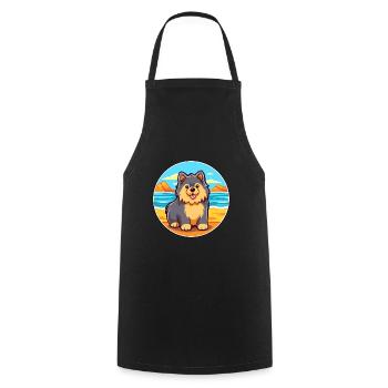 schwedisch lapphund hunderasse cartoon kawaii clipart - Kochschürze - Schwarz - Vorne - AI Model Male 185 dark (185cm)