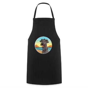 Scottish Deerhound Dog Breed Cartoon Kawaii Dog - Cooking Apron - black - Front - AI Model Male 185 dark (185cm)