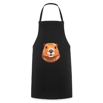 Und täglich grüßt das Murmeltier bunte Aquarell-Karikatur Kawaii Haustier - Kochschürze - Schwarz - Vorne - AI Model Male 185 dark (185cm)