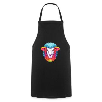 Schaf Buntes Aquarell Cartoon Kawaii Tier - Kochschürze - Schwarz - Vorne - AI Model Male 185 dark (185cm)