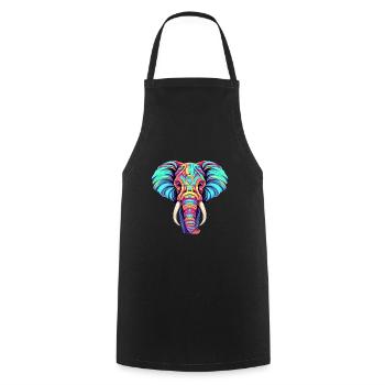 Elefant buntes Aquarell Cartoon Kawaii Tier - Kochschürze - Schwarz - Vorne - AI Model Male 185 dark (185cm)