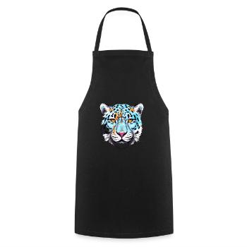 Léopard des neiges Aquarelle colorée Dessin animé Kawaii An - Tablier de cuisine - noir - Devant - AI Model Male 185 dark (185cm)