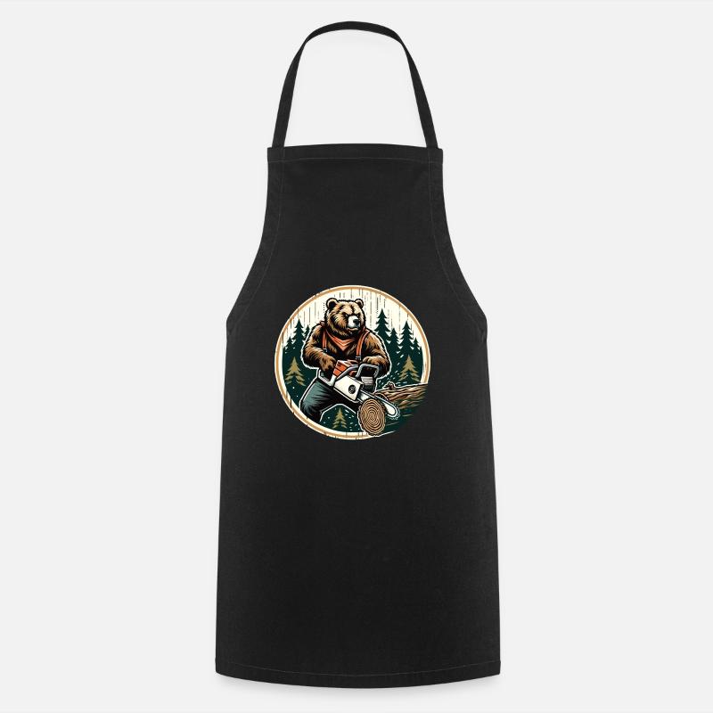 Bûcheron Bear Power et nature en harmonie - Tablier de cuisine - noir