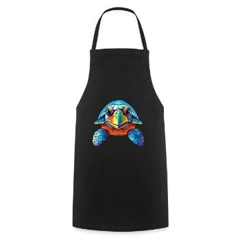 Turtle Colorful Watercolor Cartoon Kawaii Animal - Cooking Apron - black - Front - AI Model Male 185 dark (185cm)