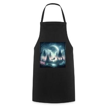 Unicorn in the Enchanted Forest Moonlight Mysticism - Cooking Apron - black - Front - AI Model Male 185 dark (185cm)