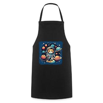Kosmo Katze Astronaut Weltraum Mieze - Kochschürze - Schwarz - Vorne - AI Model Male 185 dark (185cm)