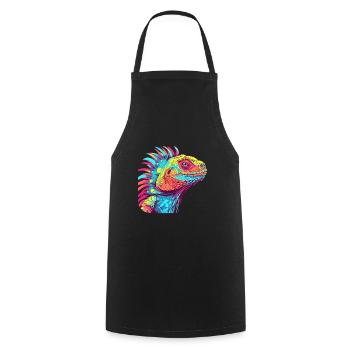 Iguana Colorful Watercolor Cartoon Kawaii Animal - Cooking Apron - black - Front - AI Model Male 185 dark (185cm)