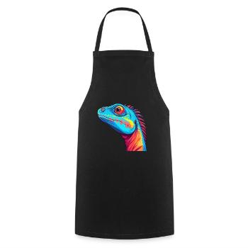 Lizard Colorful Watercolor Cartoon Kawaii Animal - Cooking Apron - black - Front - AI Model Male 185 dark (185cm)