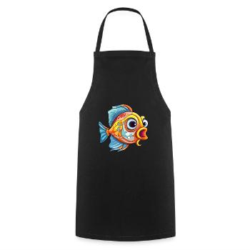 Fisch Buntes Aquarell Cartoon Kawaii Tier - Kochschürze - Schwarz - Vorne - AI Model Male 185 dark (185cm)