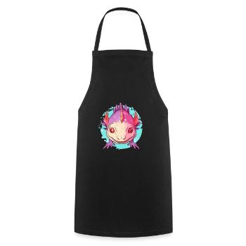 Axolotl Aquarelle Colorée Dessin Animé Kawaii Animal - Tablier de cuisine - noir - Devant - AI Model Male 185 dark (185cm)