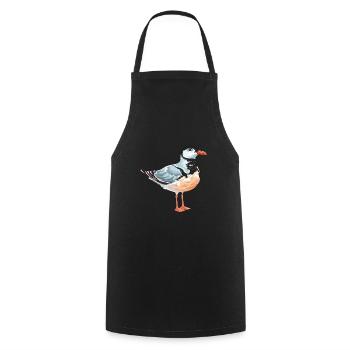 Seagull Colorful Watercolor Cartoon Kawaii Animal - Cooking Apron - black - Front - AI Model Male 185 dark (185cm)
