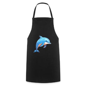 Dolphin Colorful Watercolor Cartoon Kawaii Animal - Cooking Apron - black - Front - AI Model Male 185 dark (185cm)