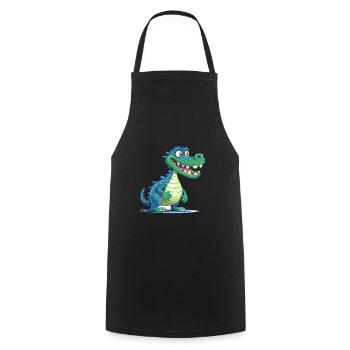 Krokodil bunte Aquarell-Karikatur Kawaii Anima - Kochschürze - Schwarz - Vorne - AI Model Male 185 dark (185cm)