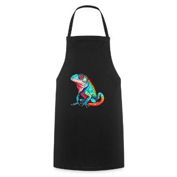 Lizard Colorful Watercolor Cartoon Kawaii Animal - Cooking Apron - black - Front - AI Model Male 185 dark (185cm)