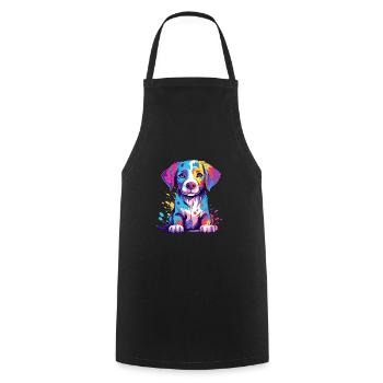 Hund Buntes Aquarell Cartoon Kawaii Tier - Kochschürze - Schwarz - Vorne - AI Model Male 185 dark (185cm)