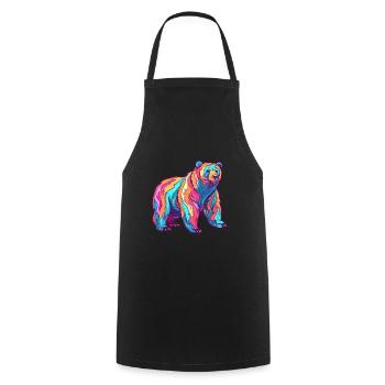 Bear Colorful Watercolor Cartoon Kawaii Animal - Cooking Apron - black - Front - AI Model Male 185 dark (185cm)