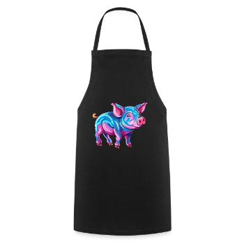 Schwein buntes Aquarell Cartoon Kawaii Tier - Kochschürze - Schwarz - Vorne - AI Model Male 185 dark (185cm)