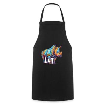 Nashorn buntes Aquarell Cartoon Kawaii Tier - Kochschürze - Schwarz - Vorne - AI Model Male 185 dark (185cm)