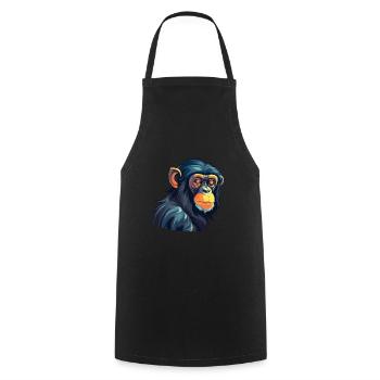 Bonobo Colorful Watercolor Cartoon Kawaii Animal - Cooking Apron - black - Front - AI Model Male 185 dark (185cm)