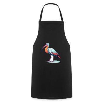 Ibis Colorful Watercolor Cartoon Kawaii Animal - Cooking Apron - black - Front - AI Model Male 185 dark (185cm)